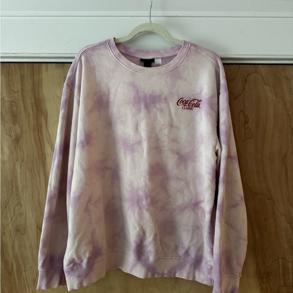 Coca-Cola Women's Pastel Tie-Dye Sweater - Pink and Purple.